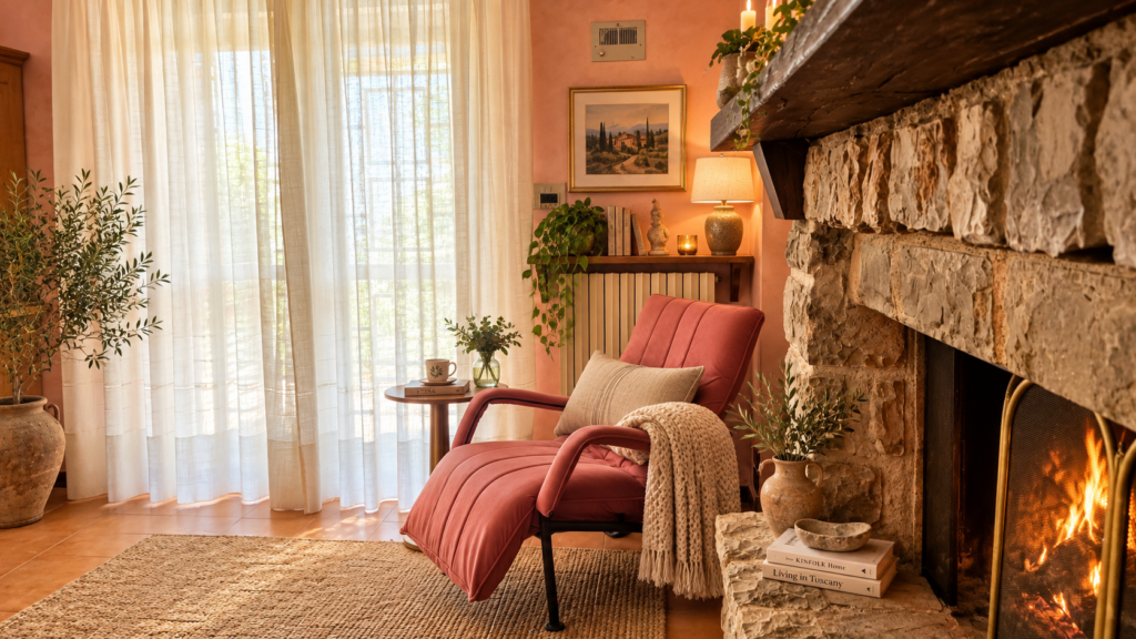 Zona relax della villa panoramica in Umbria