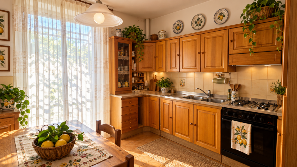 Cucina abitabile della villa sul Lago Trasimeno