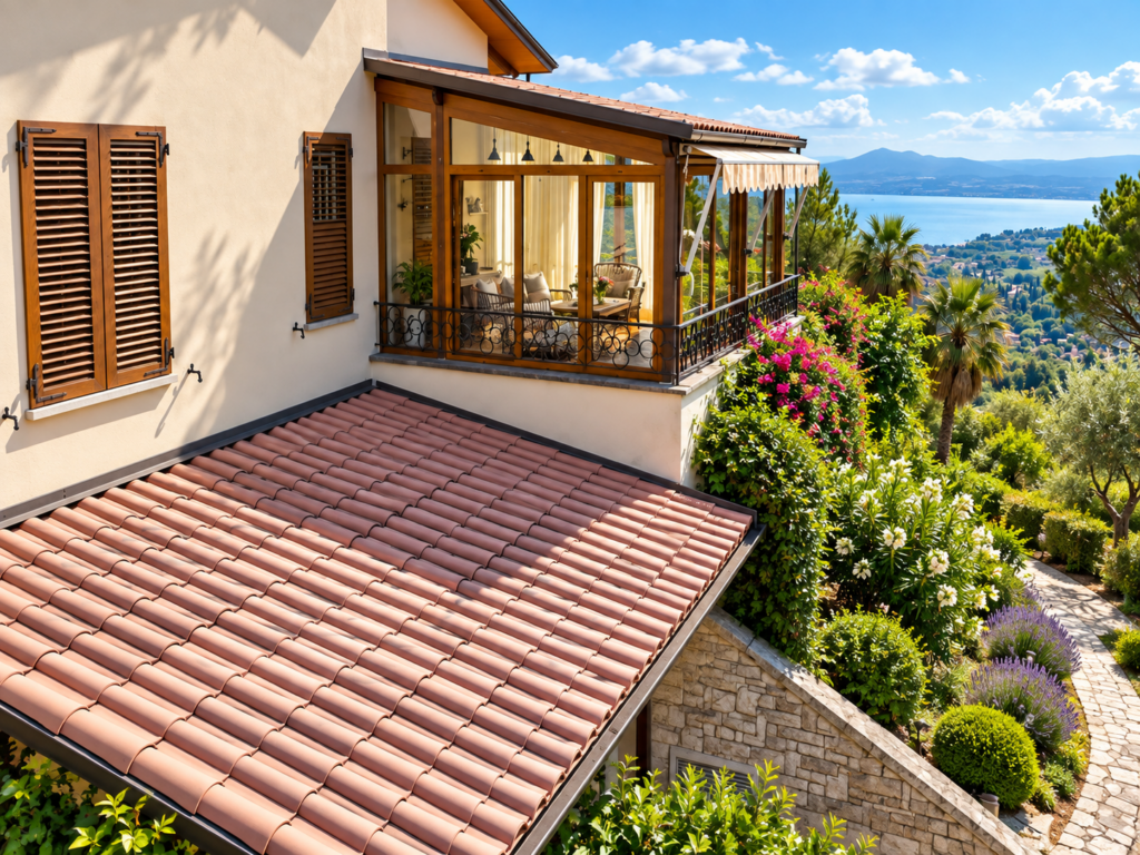 Terrazza della villa panoramica sul Lago Trasimeno